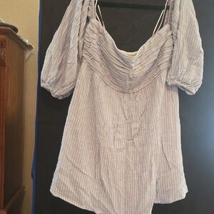 Abercrombie & Fitch Light Blue and White Striped Long Sleeve Dress